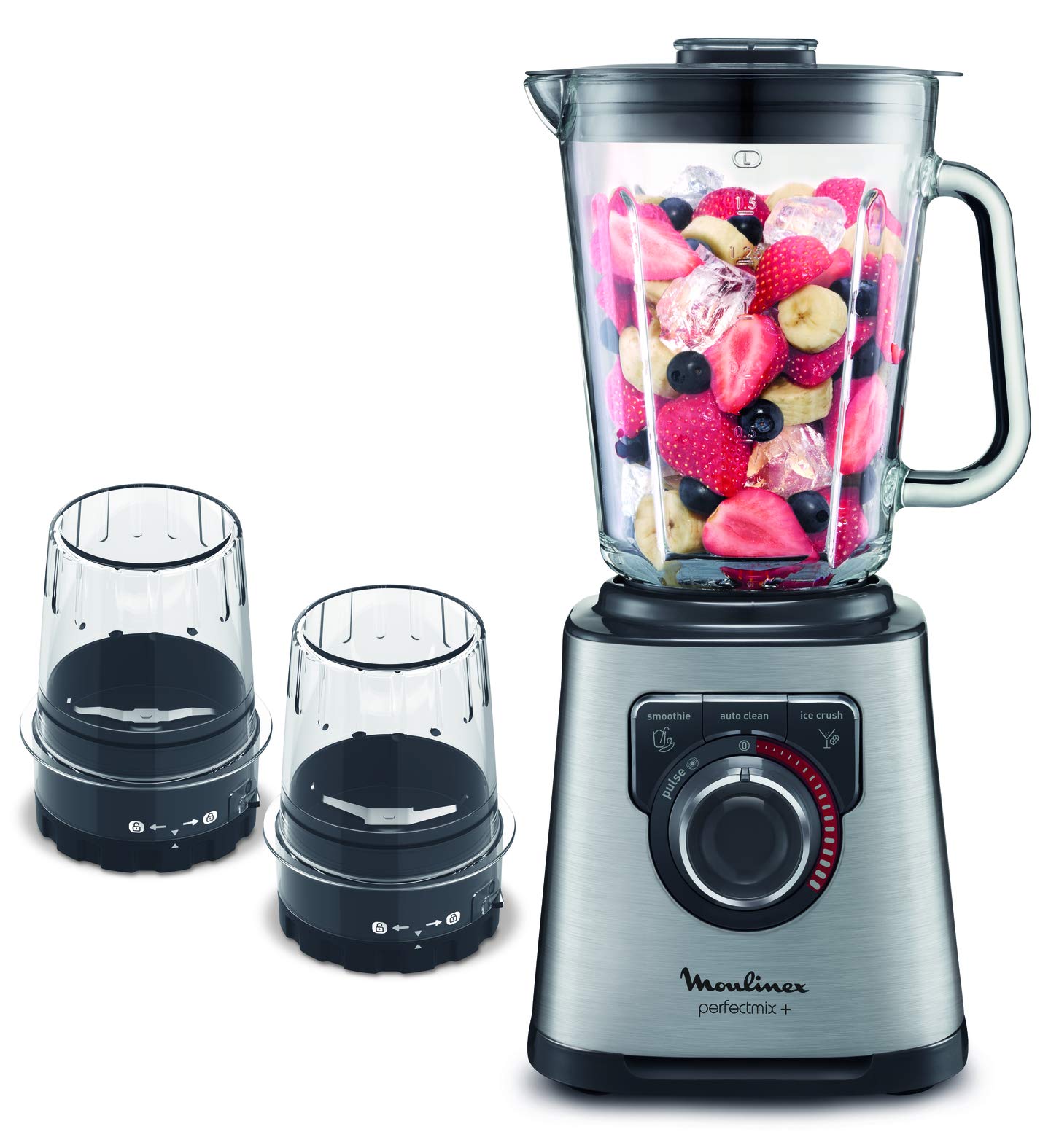 MOULINEX Blender, Perfect Mix 2 Litre Glass Jug High Speed Blender Mixer, Two Accessories, Thermo Resistent خلاط بيرفكت ميكس من مولينكس مصنوع من بلاستيك / زجاج بقدرة 1200 واط بسعة 2 لتر MOULINEX Blender, Perfect Mix 2 Litre Glass Jug High Speed Blender Mixer, Two Accessories, Thermo Resistent خلاط بيرفكت ميكس من مولينكس مصنوع من بلاستيك / زجاج بقدرة 1200 واط بسعة 2 لتر